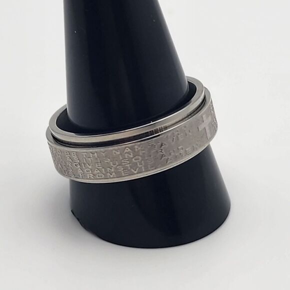 King Will Silver Tone The Lord's Prayer Fidget Ring (13) - Picture 3 of 7